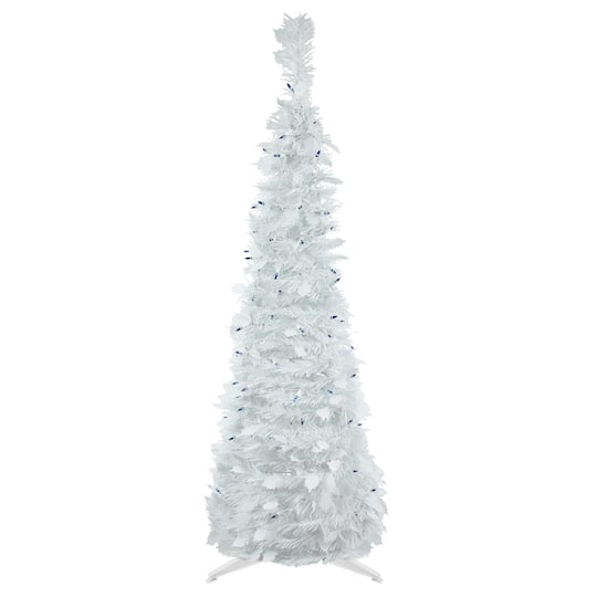 4Ft Pre-Lit White Tinsel Pop-Up Artificial Christmas Tree, Blue Lights By Northlight | 4 ft | Michaels®